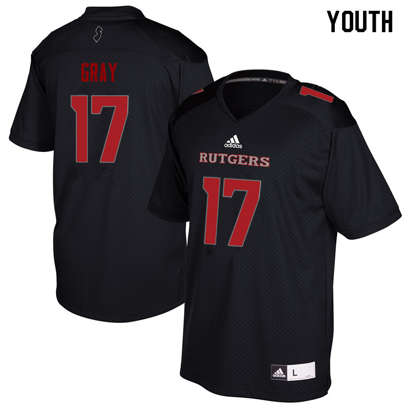 Youth #17 K.J. Gray Rutgers Scarlet Knights College Football Jerseys Sale-Black